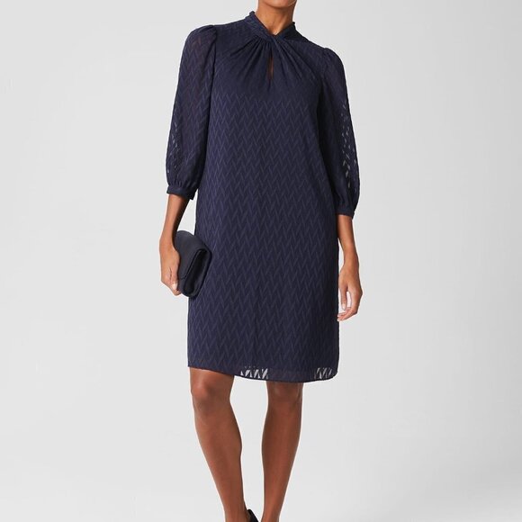 Hobbs London Faye A Line Navy Blue Dress NWOT - Picture 1 of 9